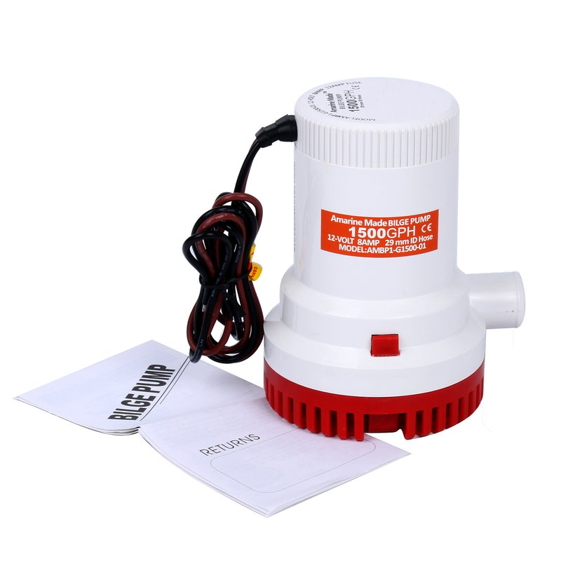 Amarine Made 1500GPH 12V Boat Marine Plumbing Electric Bilge Pump Non Automatic Discharge for Marine,RV,Campers,Industrial - Image 2